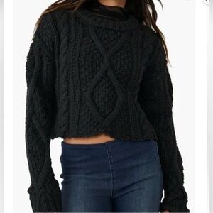 Free People Black Cutting Edge Sweater